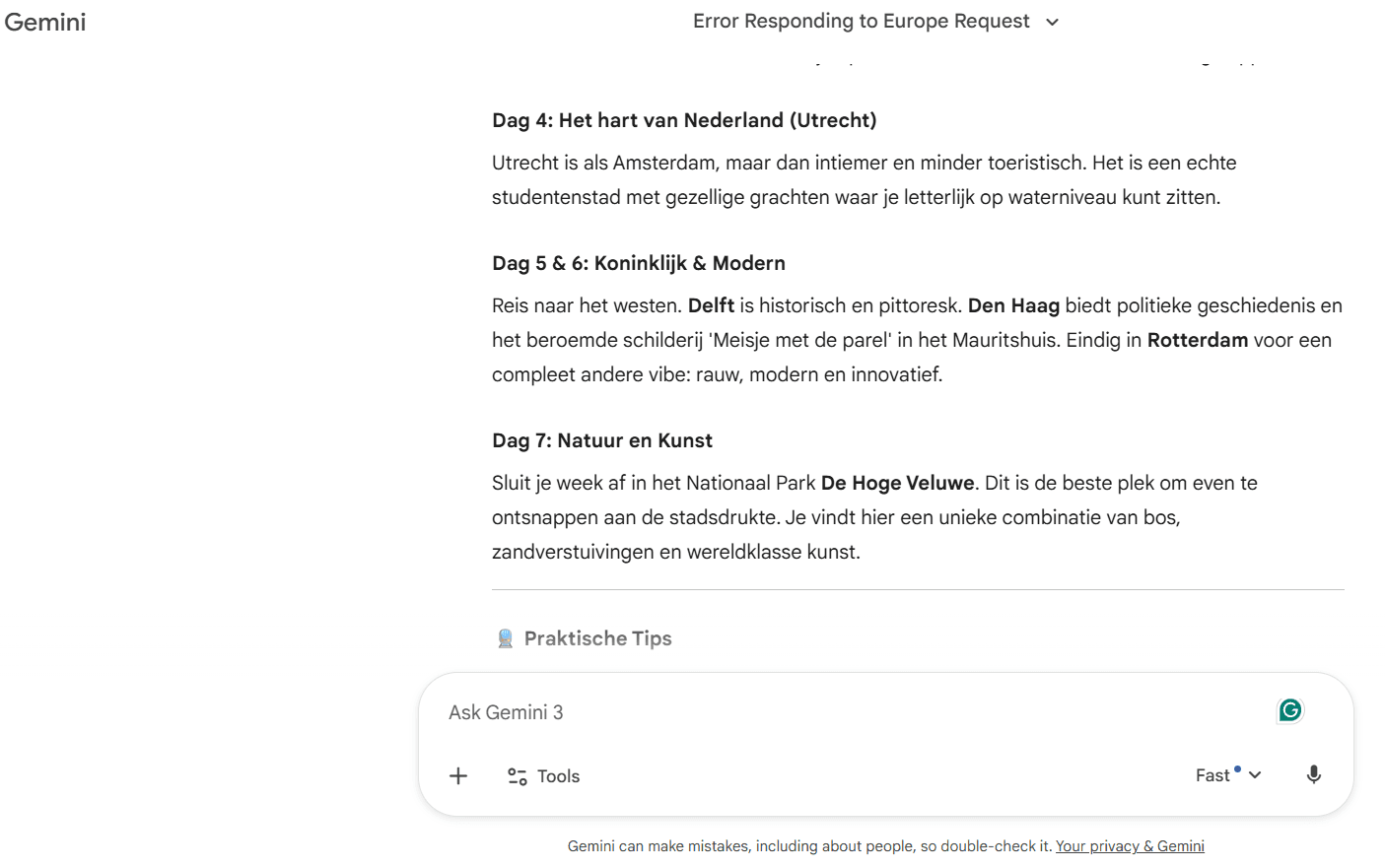 Gemini screenshot day 4, 5, 6, 7